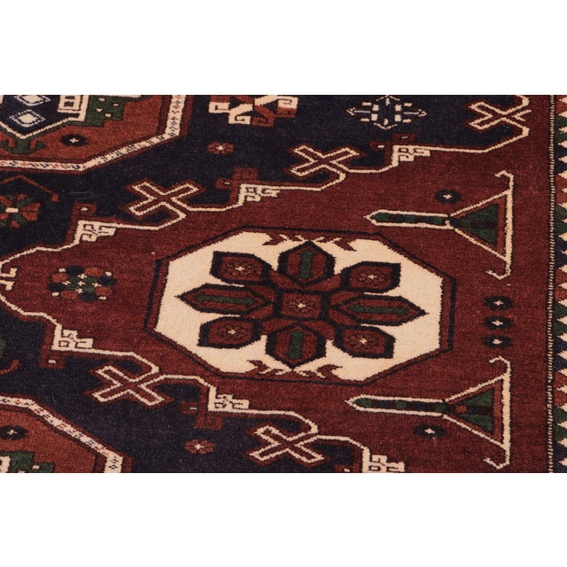 Bohemian Kargahi 1980's Brown/Blue Wool Rug - 5'1'' X 5'10'' For Sale - Image 4 of 10