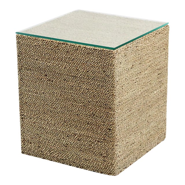 Square Seagrass Rope Side Table For Sale
