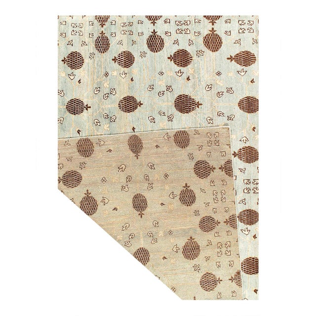 Traditional Pasargad DC Light Blue Fine Handmade Khotan Rug For Sale - Image 3 of 4