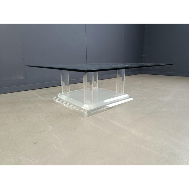Vintage Acrylic Column Coffee Table, 1970s, in Good conditions. Designed 1970 to 1979