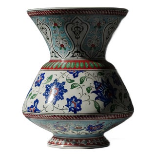 Handmade Ceramic “King” Vase (30cm) – Royal Footed Urn with Turquoise Accents – Majestic Centerpiece For Sale
