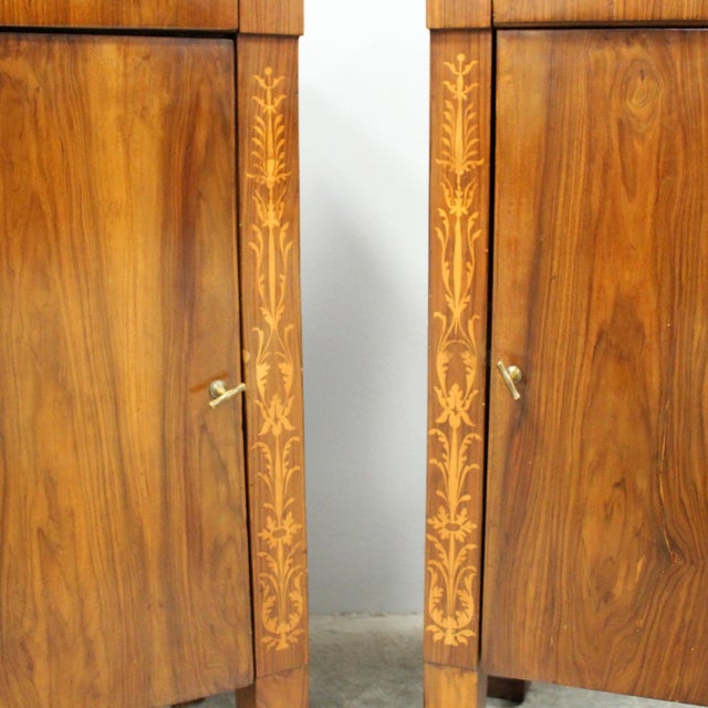 Italian Empire Bedside Tables in Walnut, Set of 2 For Sale - Image 12 of 13