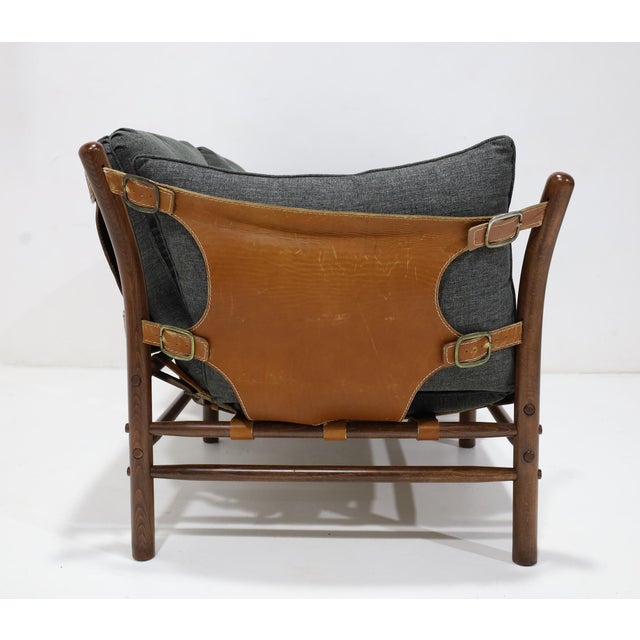 Hard to find in USA. The Illona settee by Arne Norell for Aneby Mobler, Sweden. Frame is solid, sturdy beech, brass...