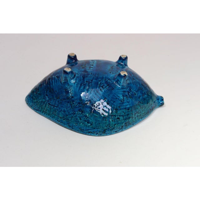 Italian Rimini Blu Glazed Leaf-Form Ceramic Vide Poche by Aldo Londi for Bitossi For Sale - Image 11 of 18