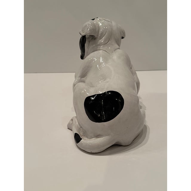 Terracotta Italian Black and White Bulldog Sculpture For Sale - Image 10 of 12