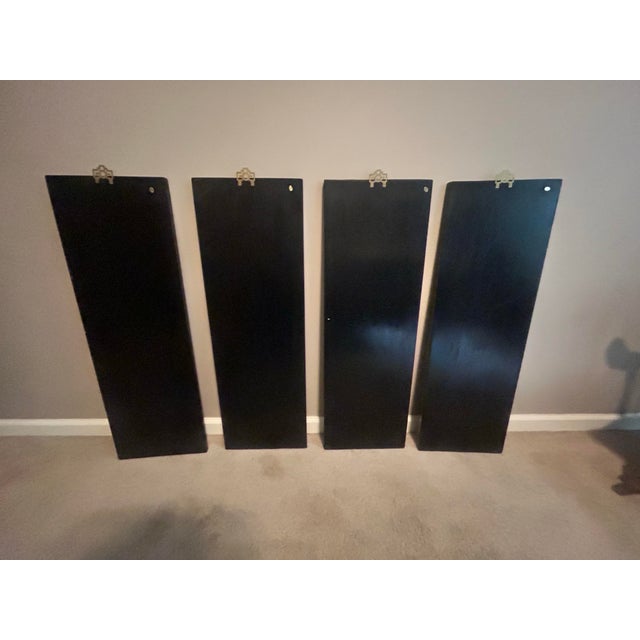 Mid-Century Art Deco Chinese Coromandel Lacquer 4-Panel Wall Screen With Cranes. For Sale In New York - Image 6 of 8