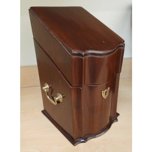 Pair of Georgian Style Brass Mounted Mahogany Knife Boxes For Sale - Image 4 of 8