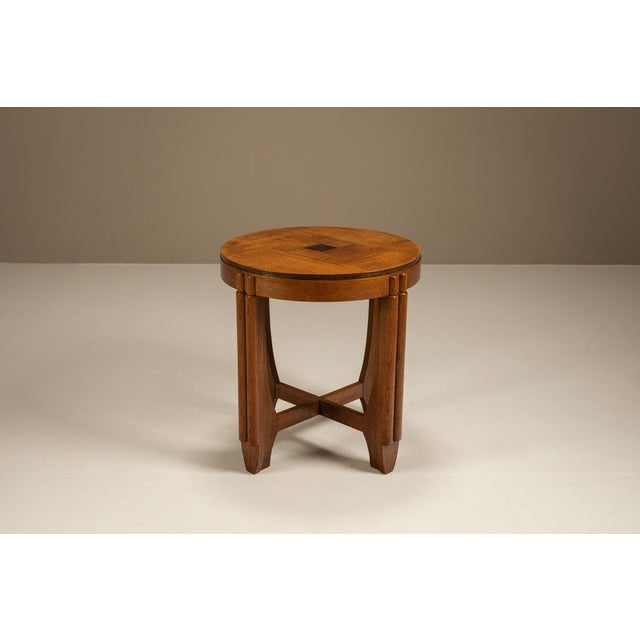 Amsterdam School Side Table in Oak with Coromandel Inlay, Netherlands, 1930s For Sale - Image 6 of 10