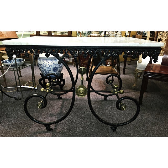 19th Century French Cast Iron & Marble Butcher Shop or Pastry Table For Sale - Image 4 of 14