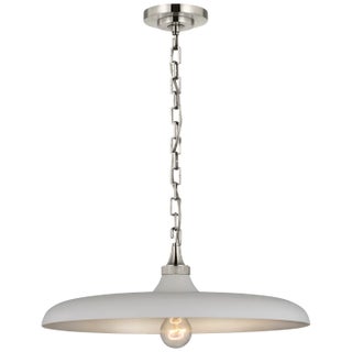 Thomas O'Brien for Visual Comfort Signature Piatto Medium Pendant in Polished Nickel with Plaster White Shade For Sale