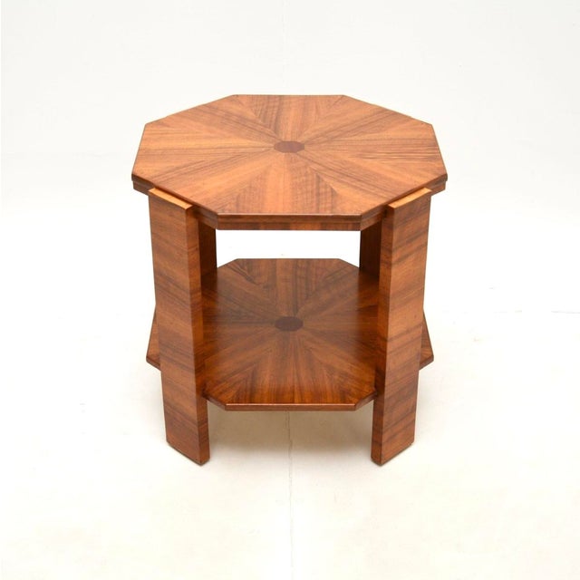 A beautiful and stylish Art Deco walnut occasional coffee / side table. This was made in England, it dates from the...