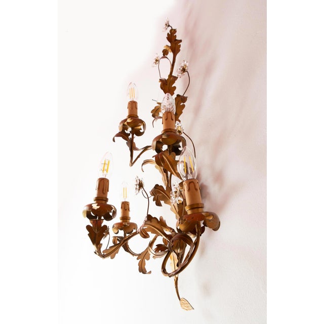1970s Large Italian Wall Sconce in Gilt Metal, 1970 For Sale - Image 5 of 9