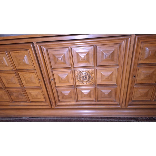 Large Brutalist French Sideboard with Carved Panels, 1940s For Sale - Image 12 of 16