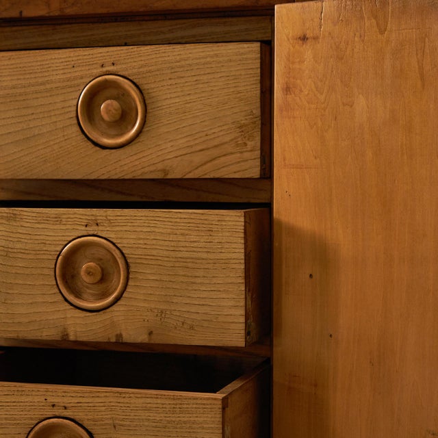 Vintage Oak Display Cabinet with Sliding Glass Panels, 1950s For Sale - Image 6 of 18