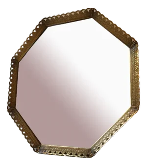 Vintage Danish Brass Mirror, 1950s