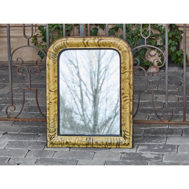 Wood French Louis-Philippe Mirror with Faux Tortoiseshell Painted Frame, circa 1850 For Sale - Image 7 of 12