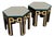 Pair of Postmodern Low-Profile Tessellated Stone and Inlaid Hexagonal Side Tables, Circa 1980s For Sale