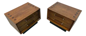 Mid-Century Modern Lane Walnut & Rosewood Nightstands - Set of 2 - Refinished!