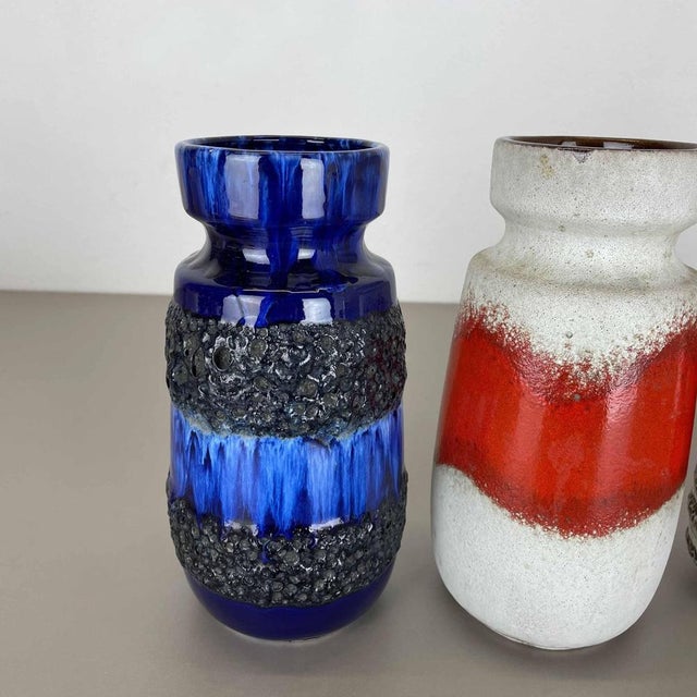 1970s Vintage Pottery Fat Lava Vases from Scheurich, Germany, 1970s, Set of 4 For Sale - Image 5 of 18