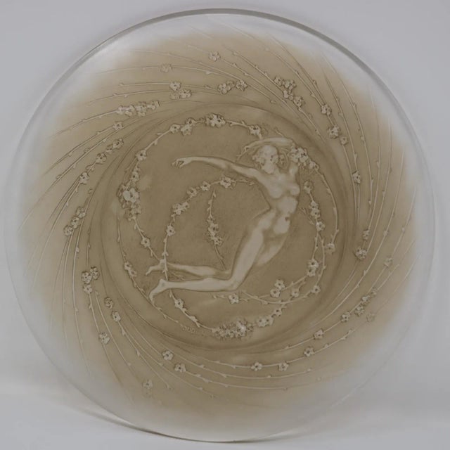 René Lalique Rene Lalique Glass 'Une Figurine Et Fleurs' Plate For Sale - Image 4 of 9