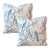 Pair of 22'' Blue Chinoiserie Bird Print Throw Pillows For Sale