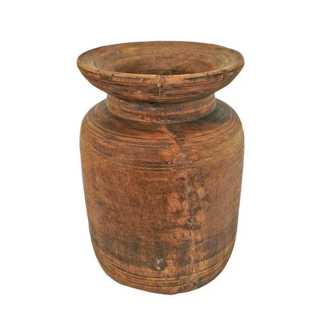 Wood Rustic Vintage Wooden Vessel India For Sale - Image 7 of 7
