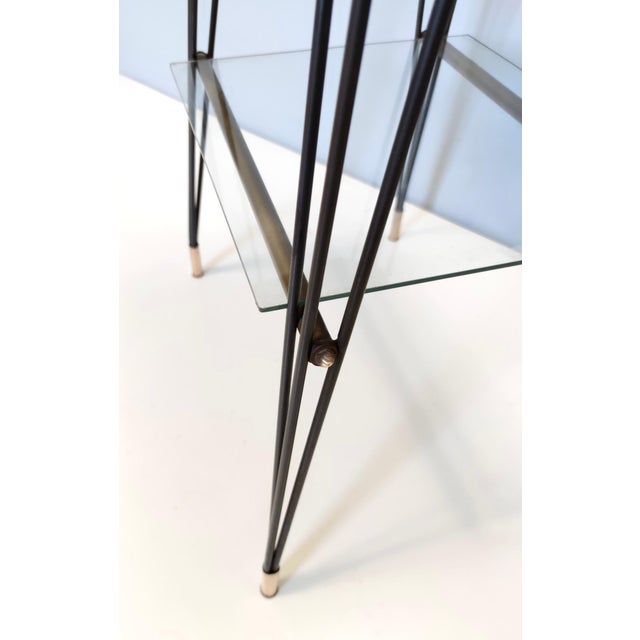 TV Stand or Side Table with Iron Frame and Ebonized Beech Top, Italy, 1960s For Sale - Image 15 of 17