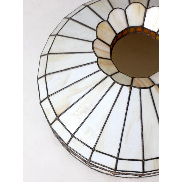 Vintage Tiffany-Style Stained Glass Hanging Light Shade For Sale - Image 10 of 12