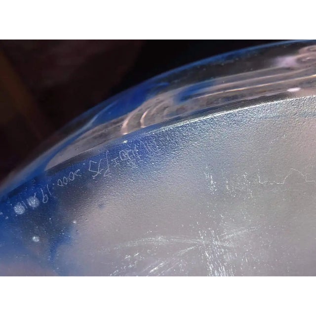 Glass Liuli Fine Art Chinese Glass Sculpture “Holding Up Heaven” Blue and Purple For Sale - Image 7 of 13