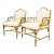 Faux Bamboo New Virgin Wool Upholstery Lounge Arm Fire Side Chairs - A Pair For Sale
