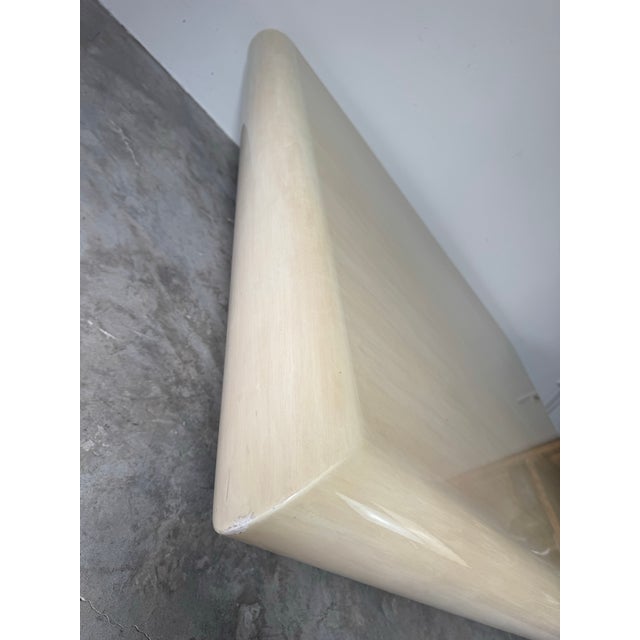 1980s Large Karl Springer–Style Bullnose Lacquer Floating Coffee Table With Chrome Base For Sale - Image 5 of 12