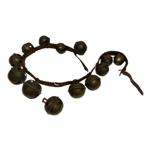 Antique Late 19th Century Brass Sleigh Bells on Leather Belt Graduated 13