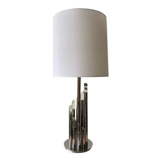 Sciolari Mid Century Chrome and Lucite Table Lamp For Sale