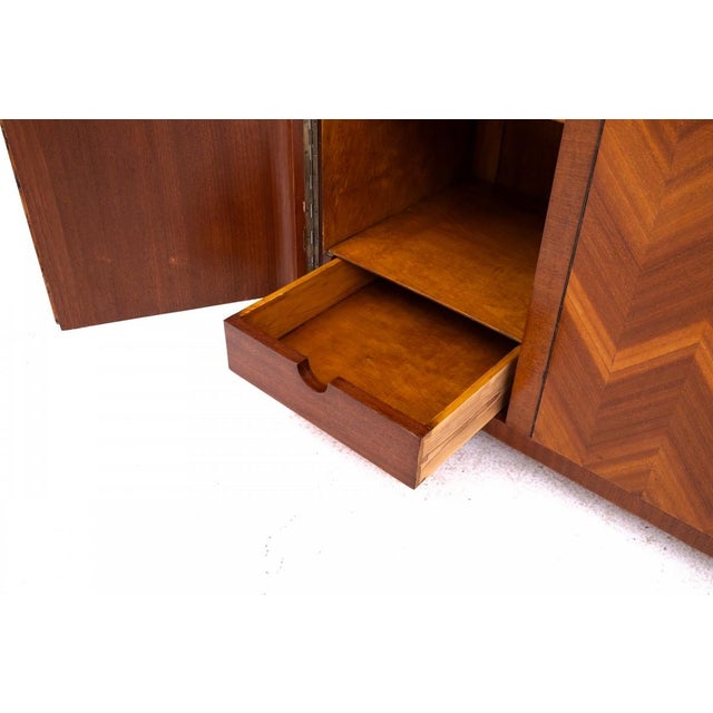 Brown Art Deco Four-Leaf Wardrobe, Poland, 1940s For Sale - Image 8 of 12