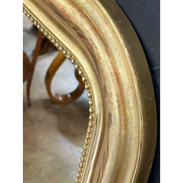 Wood Louis Philippe Arch Top Gilt Mirror From France (H 48 1/4 X W 34) For Sale - Image 7 of 9