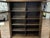 Brown Arts & Craft Antique Oak Bookcase Double Doors Lead-Glass Tulips Claw Feet on Rollers For Sale - Image 8 of 12