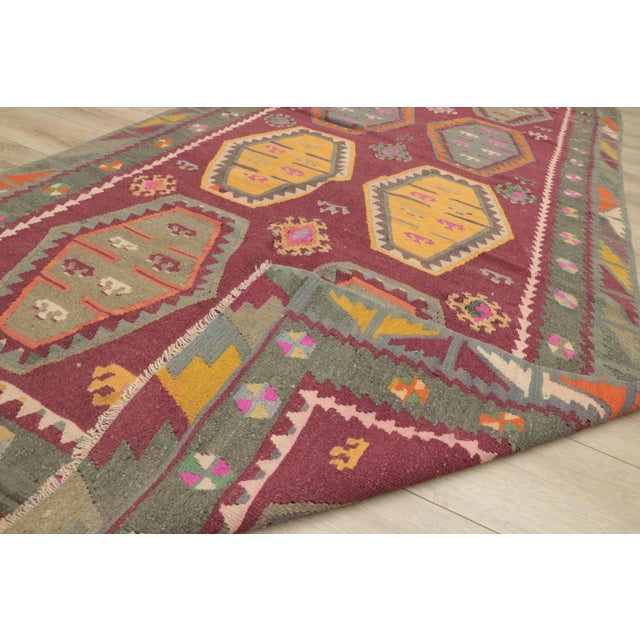 1970s Tribal Red Gray Kilim For Sale - Image 11 of 13