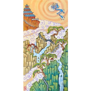 Chinese Landscape Original Oil Painting Stephen McDonough For Sale
