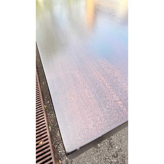 Altura Furniture Architectural Modern Espresso Wood Dining Table With Metal Inlay For Sale - Image 14 of 15