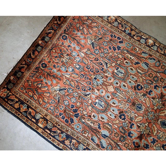Textile 1920s Handmade Antique Persian Sarouk Rug 3.4' X 5.4' For Sale - Image 7 of 8