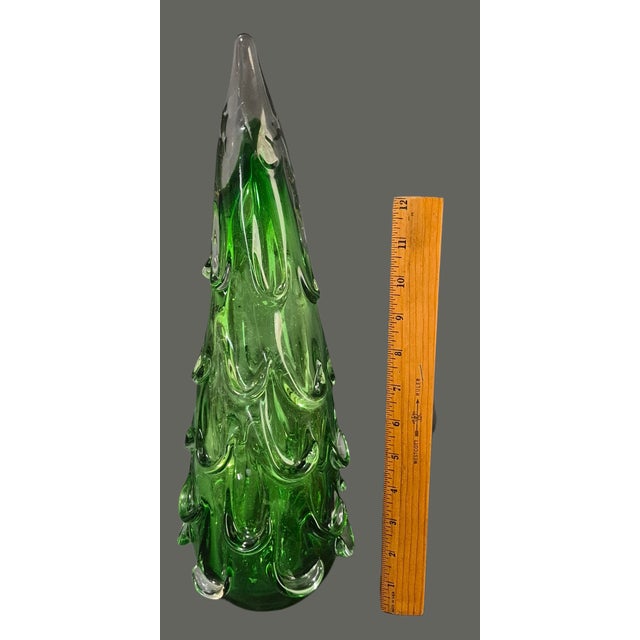 Hand Blown Italy Art Glass Green Christmas Tree 16.5'' High For Sale - Image 6 of 10