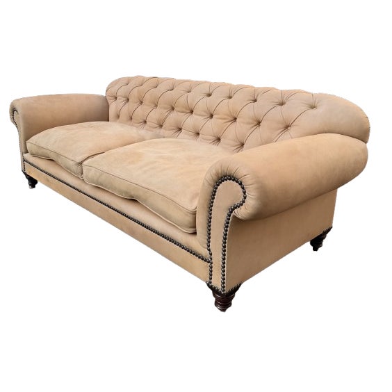George Smith Chesterfield Sofa in Nubuck Leather For Sale - Image 9 of 16