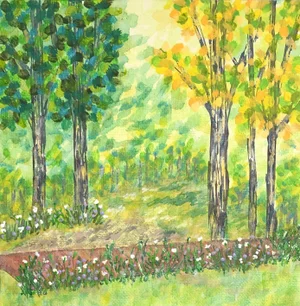 "Garden Green" Contemporary Impressionist Style Painting by Deb Bossert