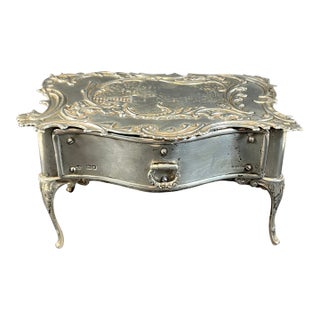 Edwardian English William Comyns Sterling Silver Desk Form Jewelry Box For Sale