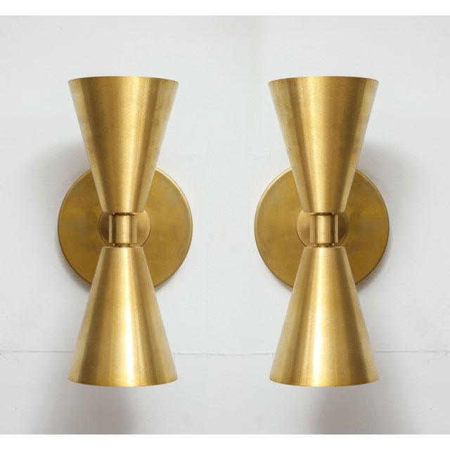 Bespoke Brass Sconces in the Midcentury Manner - a Pair For Sale - Image 9 of 9