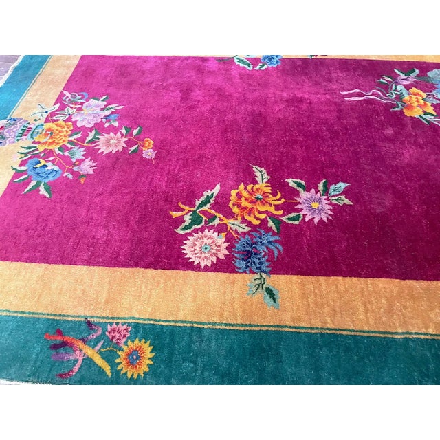 Antique Art Deco Chinese Rug 6' X 8'8" For Sale - Image 10 of 12