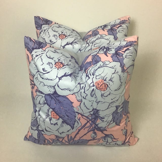 Chantilly Maximalist Chintz Pink and Blue by Kk Harris Pillows -A Pair For Sale - Image 4 of 9