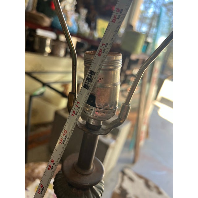 1970s 1970s Mid Century Modern Yellow Bulbous Glass and Metal Table Lamp For Sale - Image 5 of 12