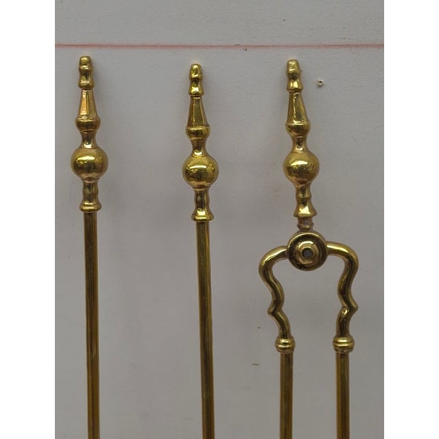 Early 20th Century Set of Three English George III Style Brass Fireplace Tools For Sale In Washington DC - Image 6 of 7