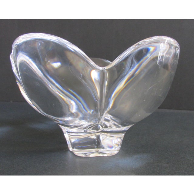 Unused Orrefors crystal petal bowl. Heavy five petal design is great as a candy bowl or other decorative table top use.